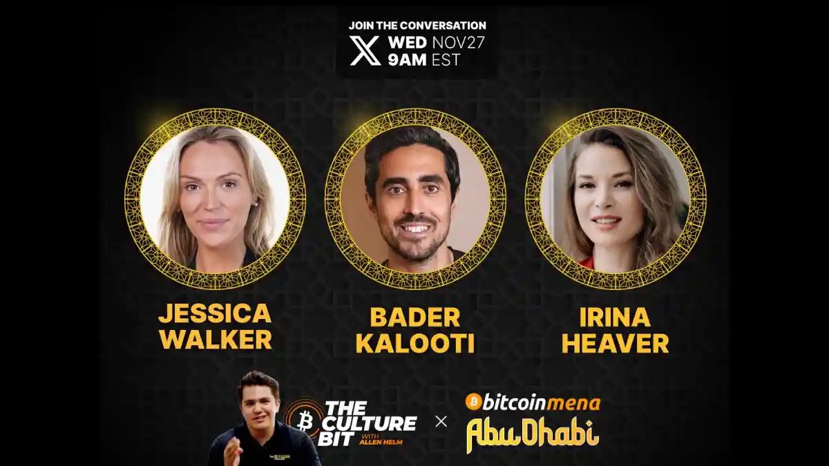 Irina Heaver speaking at Bitcoin MENA Live conference in Abu Dhabi, UAE crypto lawyer on stage discussing blockchain regulation and digital asset laws in the Middle East