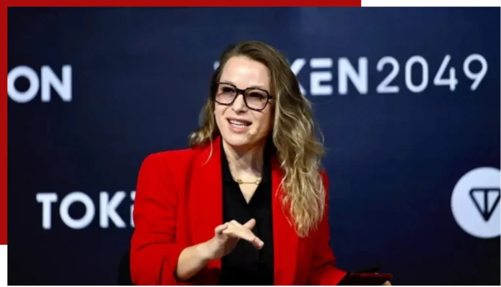 Irina Heaver at TOKEN2049, speaking on cryptocurrency regulation, digital asset compliance, and Web3 legal strategy for global and Middle East blockchain markets